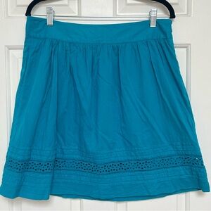 Ann Taylor LOFT 100% Cotton Turquoise Skirt Size 6
